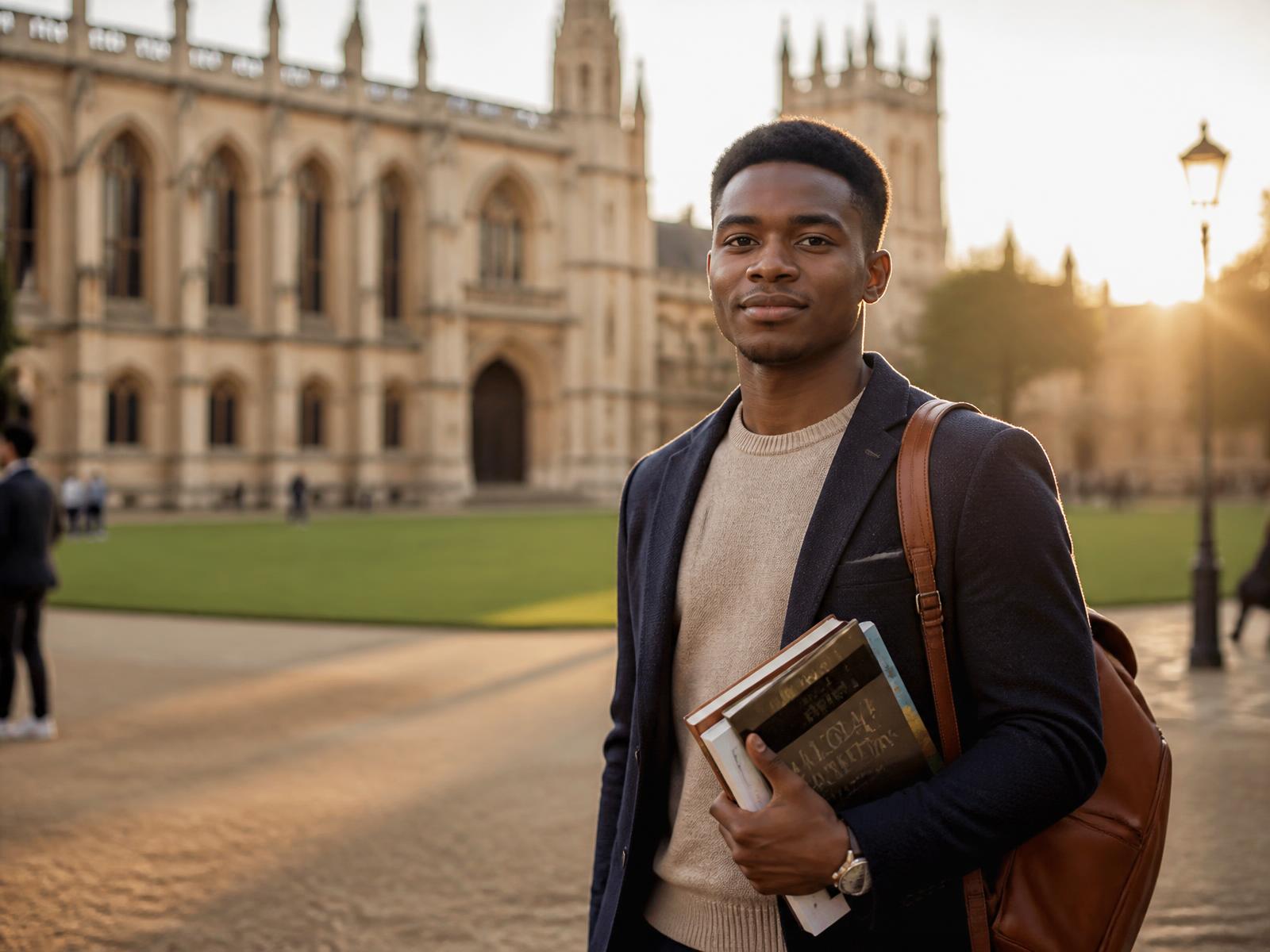 Confident African student on a European university campus